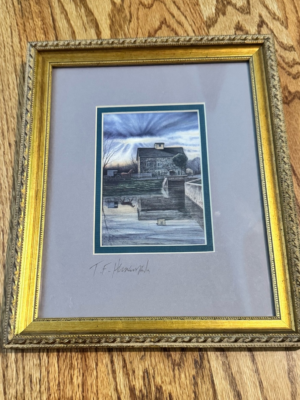 Thomas Hermansader LE Lithograph "Going Home" The Old Stone Mascot Mill